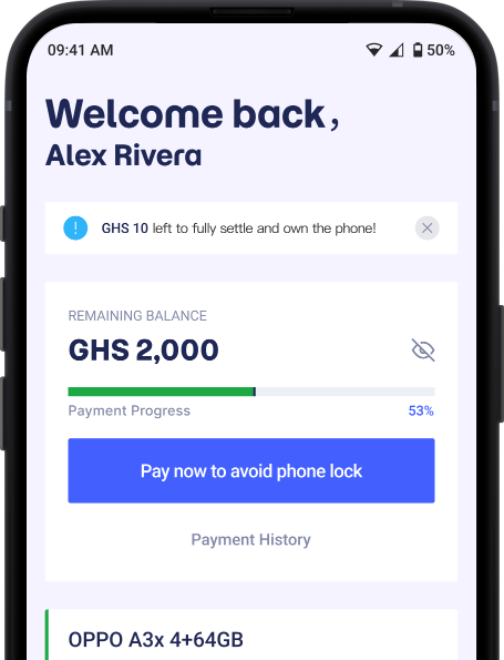 Smalla payment app account screen